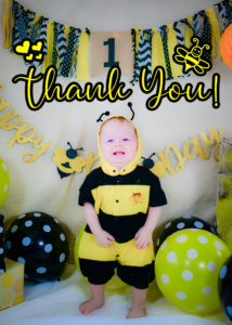Bee-Day Thank You Card Front